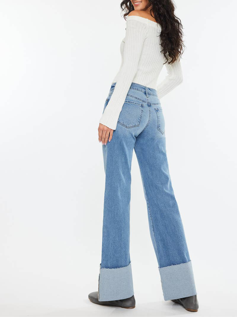 RODEO MOMMA MID RISE WIDE FLARE JEANS