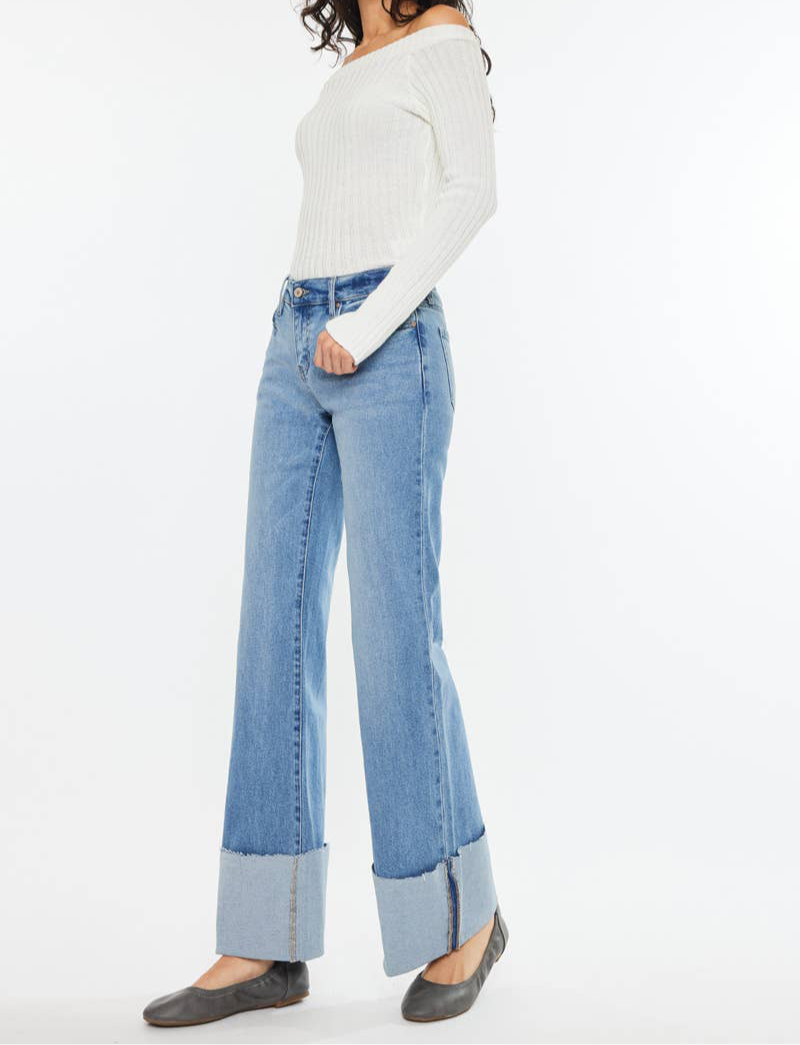 RODEO MOMMA MID RISE WIDE FLARE JEANS