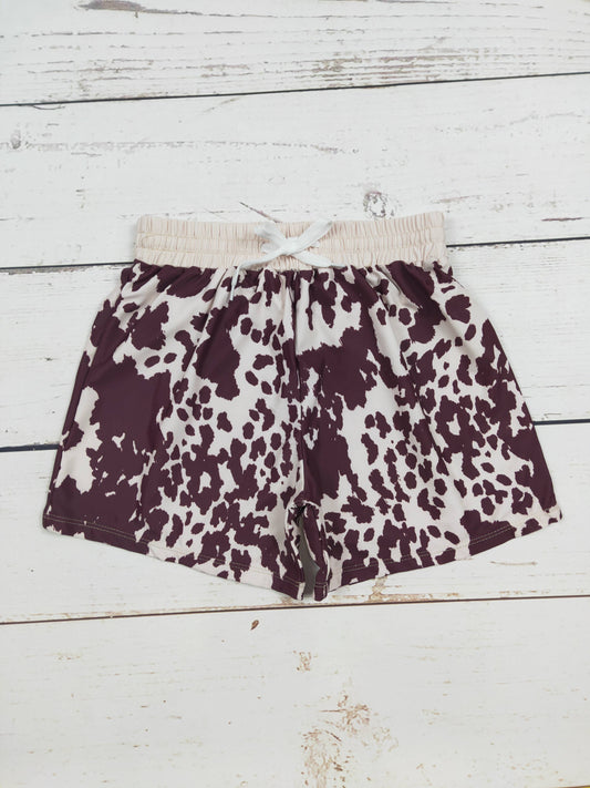 Cow Printed Boys Swim Shorts