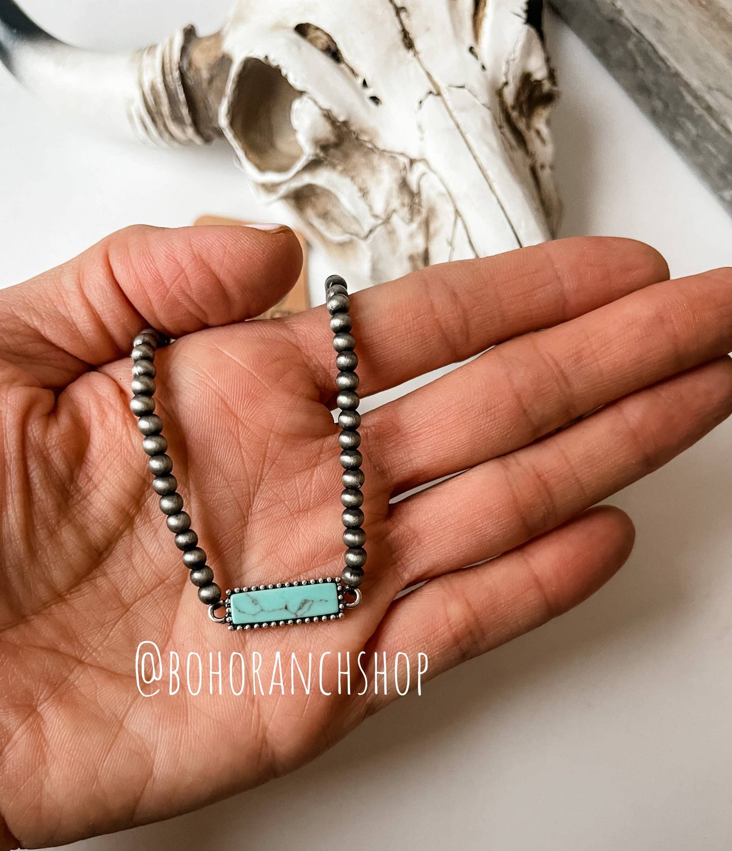 Western Turquoise Bar Choker Necklace